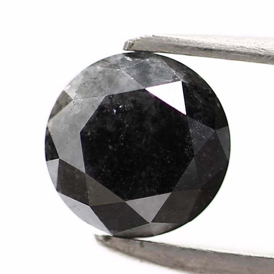 0.82 Carat Fancy Black Round Shape Brilliant Cut Natural Loose Diamond